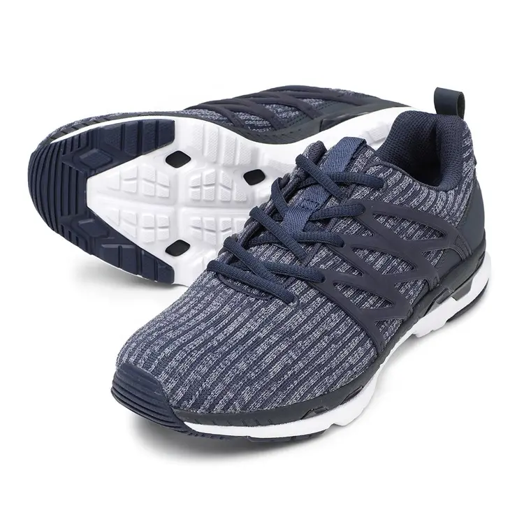 Male MD Grey OEM  ODM Service Top Level Breathable Brand Sport Shoes Knit Casual Sport Shoes Sneakers China